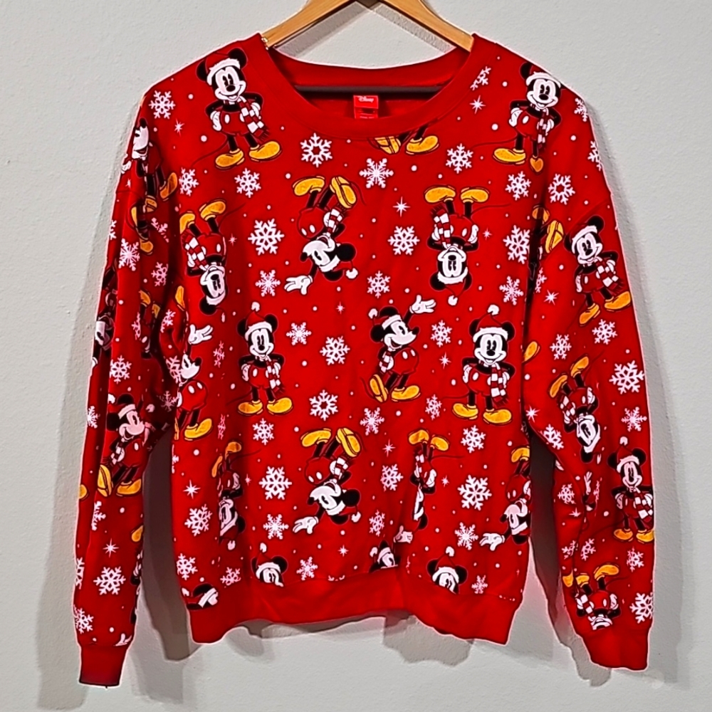 Disney Mickey Mouse Snowflake Christmas sweater Sweatshirt Women's Size XXXL